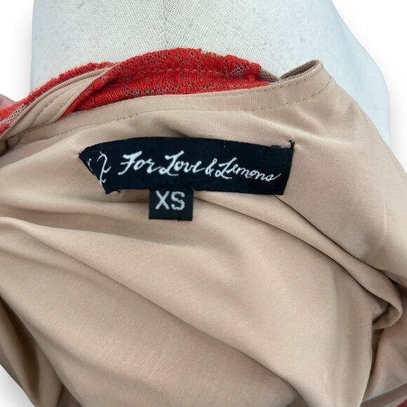 For Love And Lemons Red and Cream Mini Dress - Picture 12 of 14